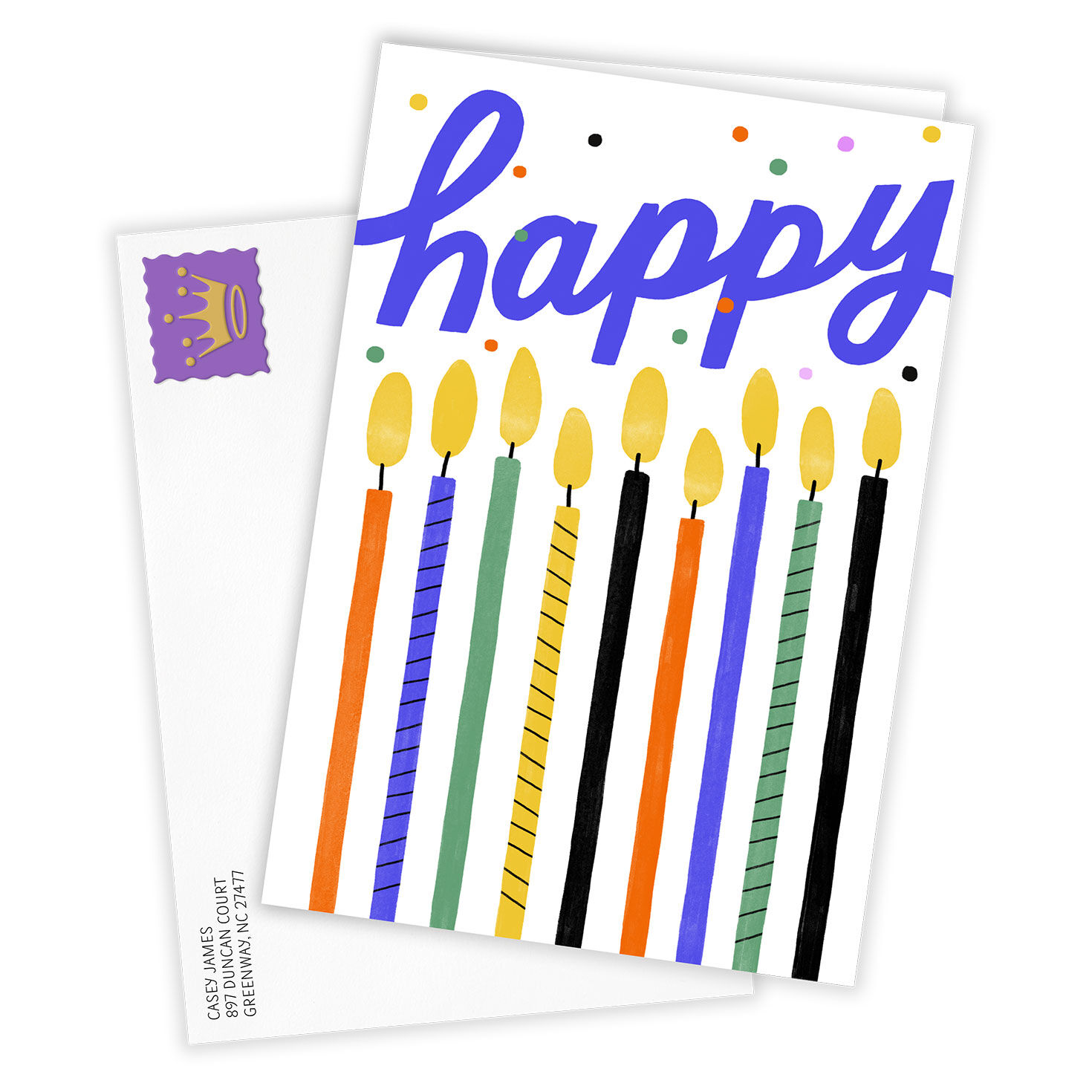 Happy Candles Personalized Birthday Card Card Front with Envelope image number 2