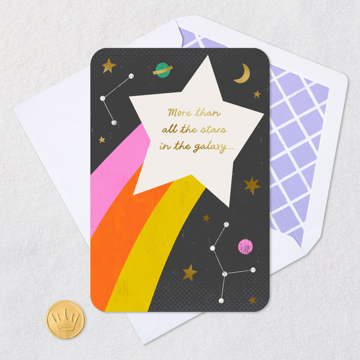 Shooting Star and Planets Love Card Card Front Detail image number 5