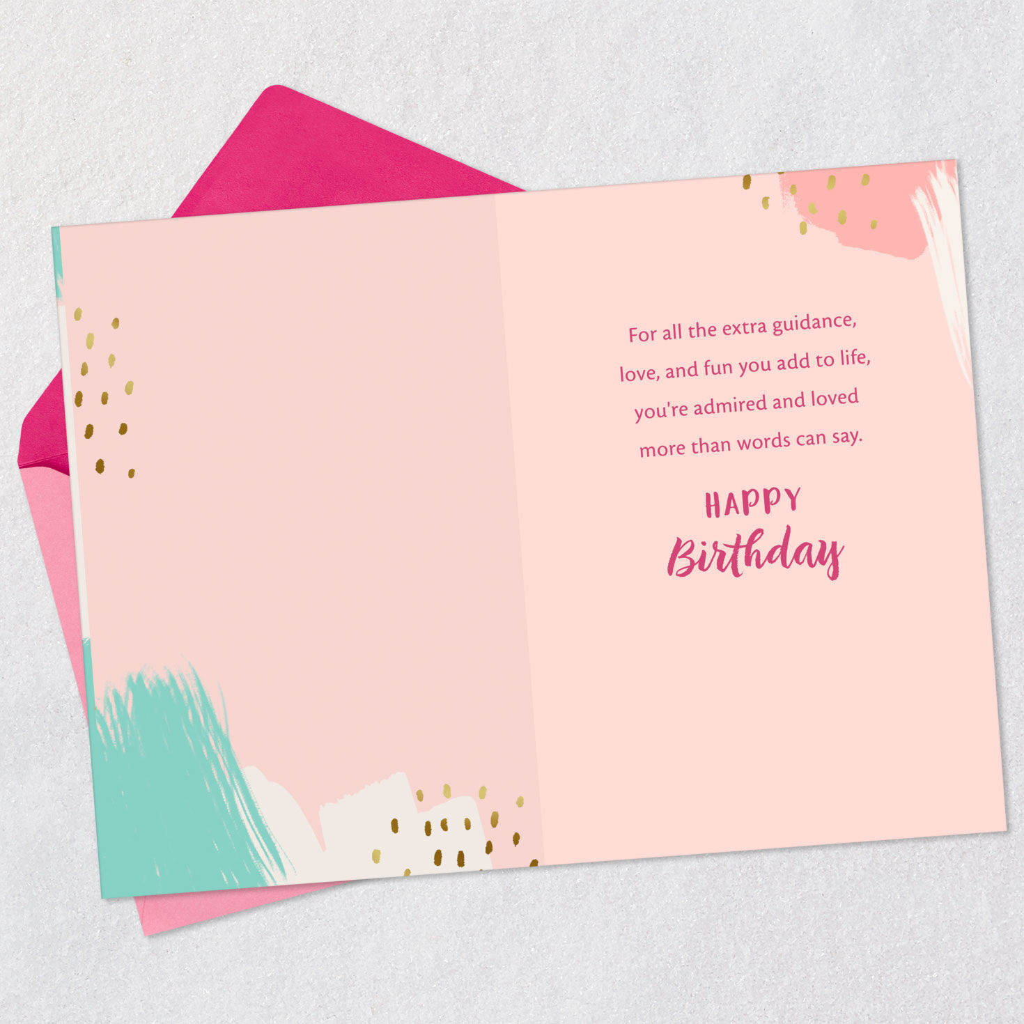 Pink and Green Brushstrokes Birthday Card  image number 3