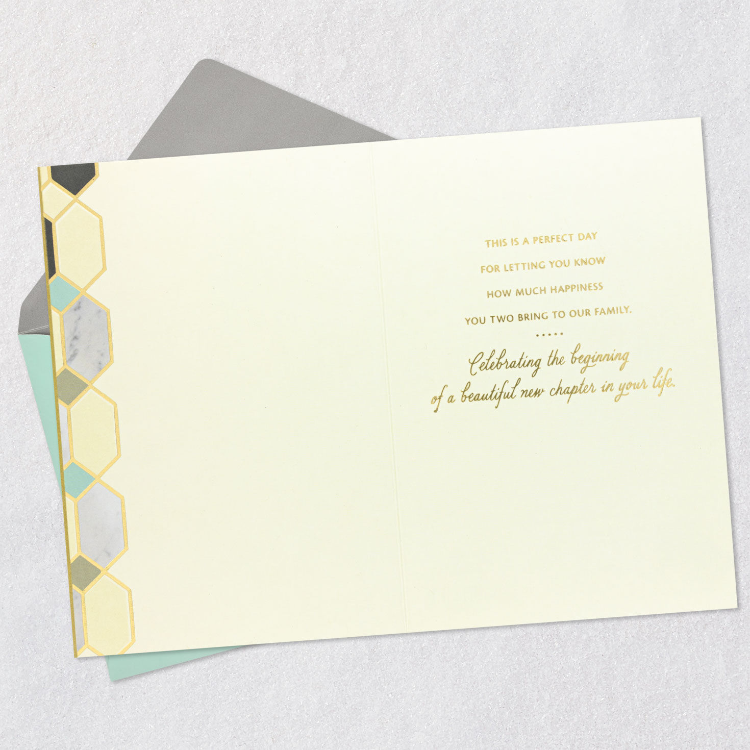 Stained Glass and Marble Grandson Wedding Card Open card with envelope image number 3