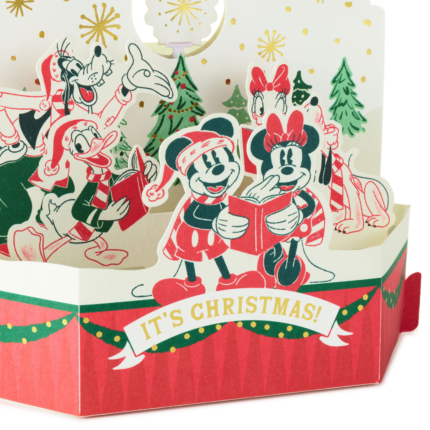 Mickey and Minnie Caroling Musical 3D Christmas Card Card Front Detail image number 5
