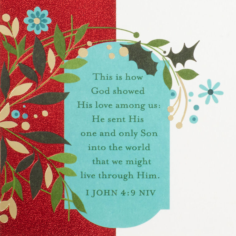 Cross and Flowers Clergy Appreciation Christmas Card scripture image number 3