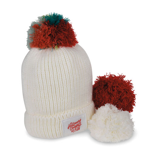 Hallmark Channel #1 Fan Knit Hat With 3 Interchangeable Poms, 