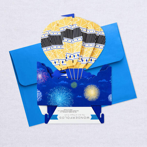 Hot Air Balloon and Fireworks Pop Up Graduation Card, , large image number 7