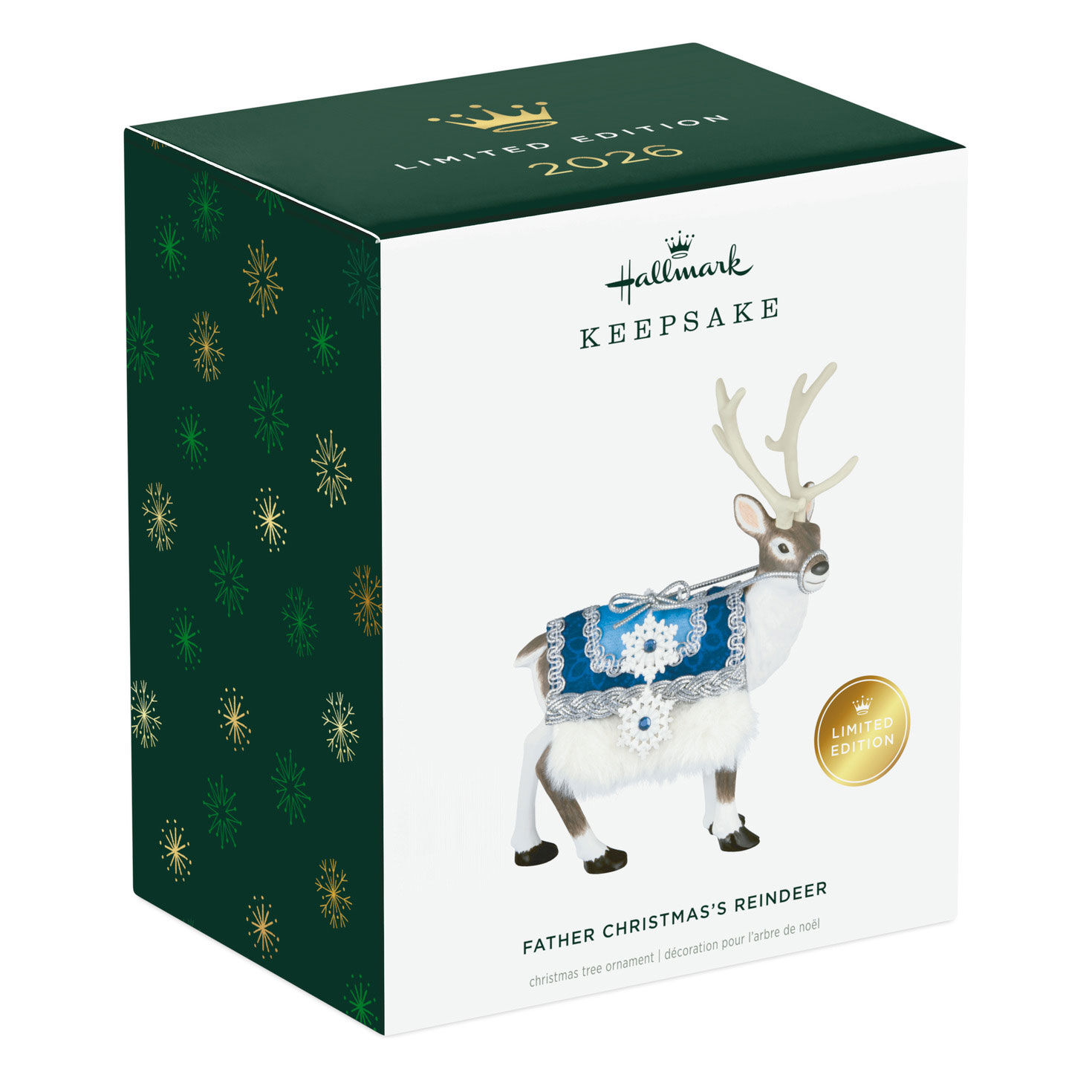 Reindeer With Blue Blanket Keepsake Ornament package front image number 3