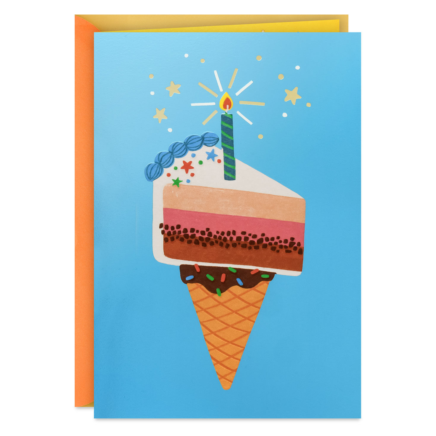 Cake Ice Cream Cone Blank Birthday Card
