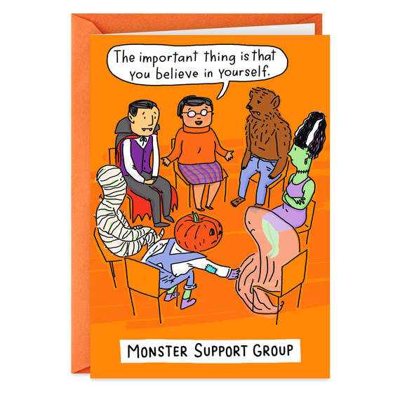 Monster Support Group Funny Halloween Card, , large image number 1