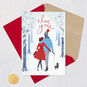 Couple Walking Dog in Snow Romantic Christmas Card Card Front with Envelope and Gold Seal image number 6
