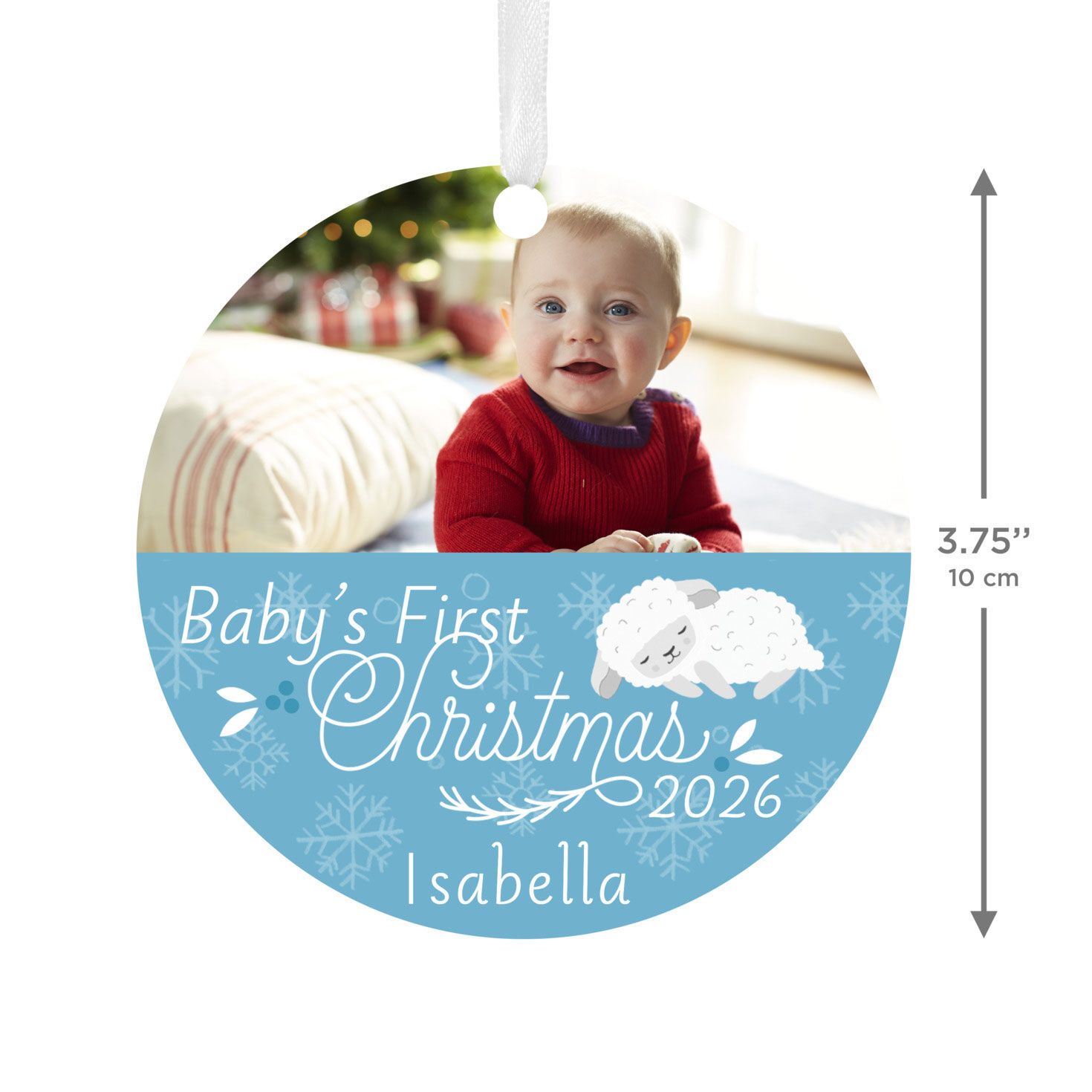 Round Baby's 1st Personalized Ornament measurement image number 3