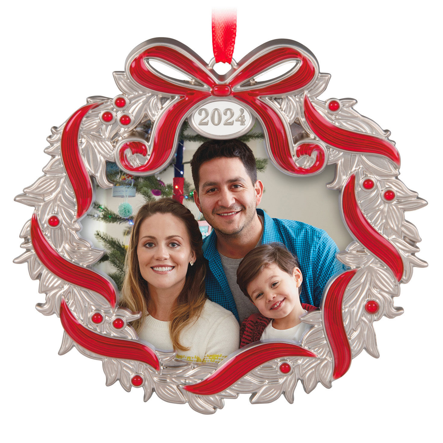 Our Family Christmas 2024 Personalized Photo Metal Ornament
