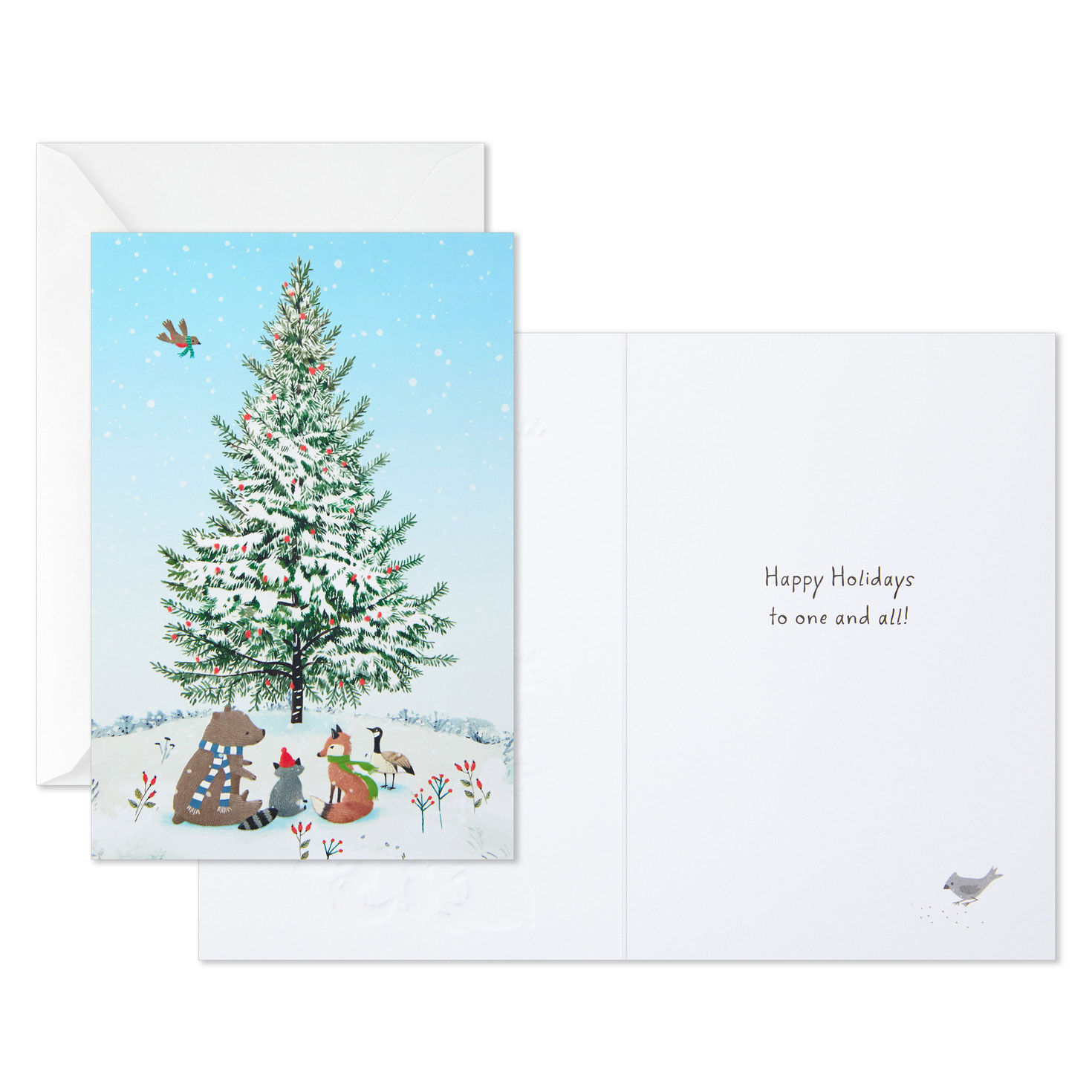 Animals and Snowy Tree Christmas Cards Pick-a-Pack Card Front with Sentiment image number 3