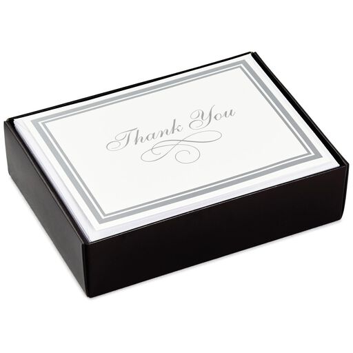 Thank You Cards And Bulk Notes Hallmark Silver Borders Thank You Notes Box Of 25