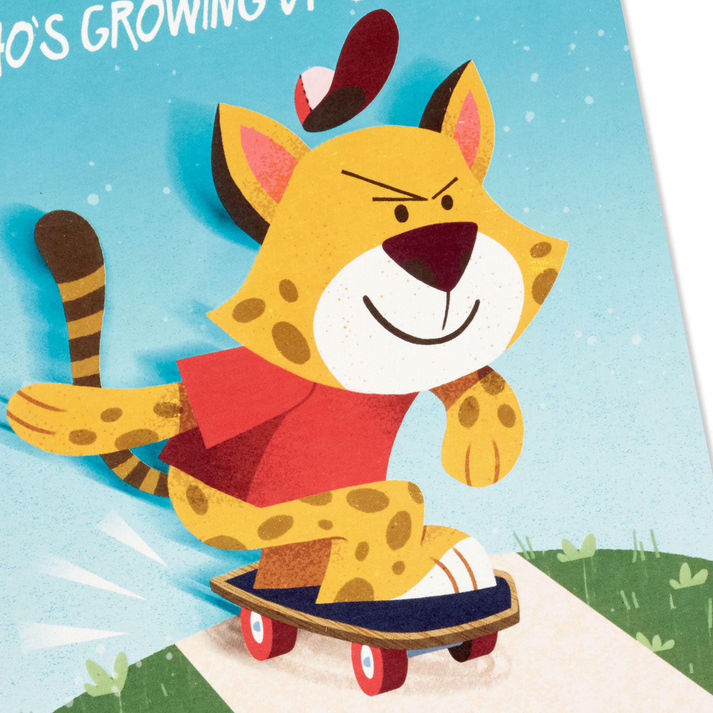 Skateboarding Cheetah Pop-Up Birthday Card for Grandson Card Front Detail image number 4