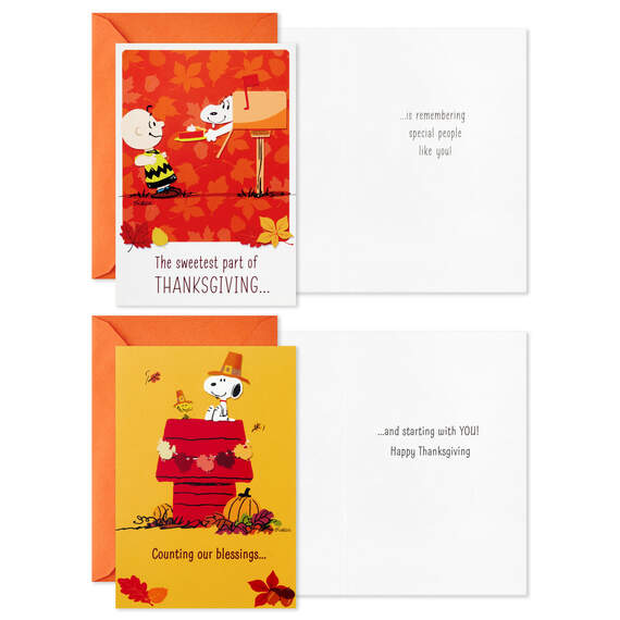 Peanuts® Good Wishes Boxed Thanksgiving Cards Assortment, Pack of 16, , large image number 2