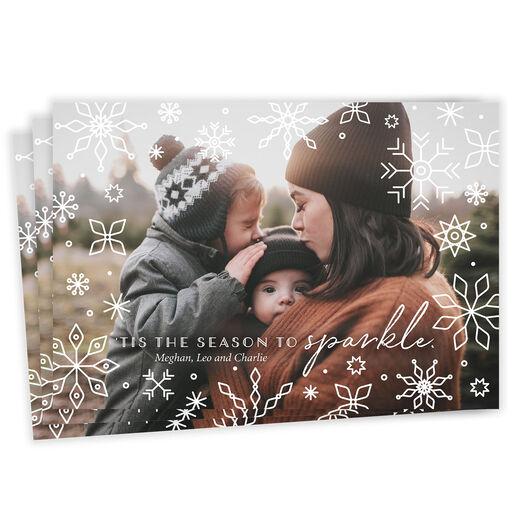 Season of Sparkle Snowflakes Flat Holiday Photo Card, 