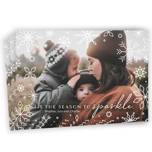 Season of Sparkle Snowflakes Flat Holiday Photo Card, 