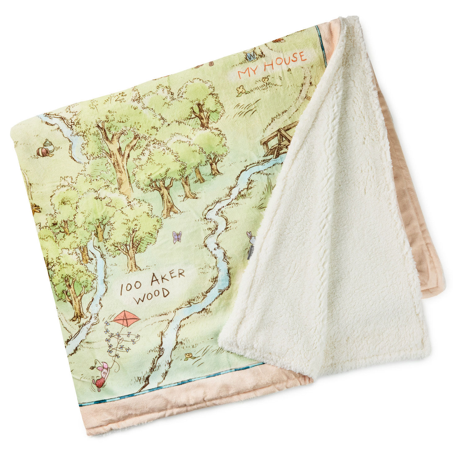 Disney Winnie the Pooh Hundred Acre Wood Map Throw Blanket, 60x52