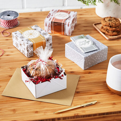 4" Metallic Mix 3-Pack Small Christmas Gift Boxes Assortment, 
