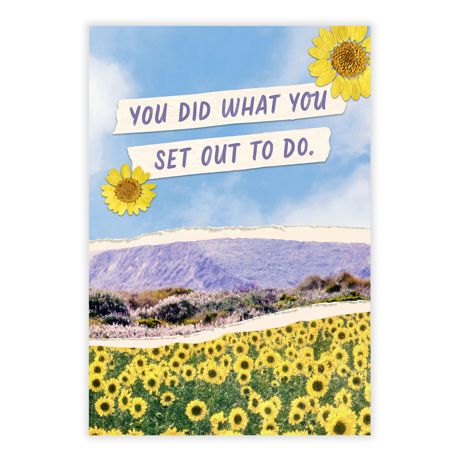 Sunflower Field Drawing Personalized Congrats Card front image number 2