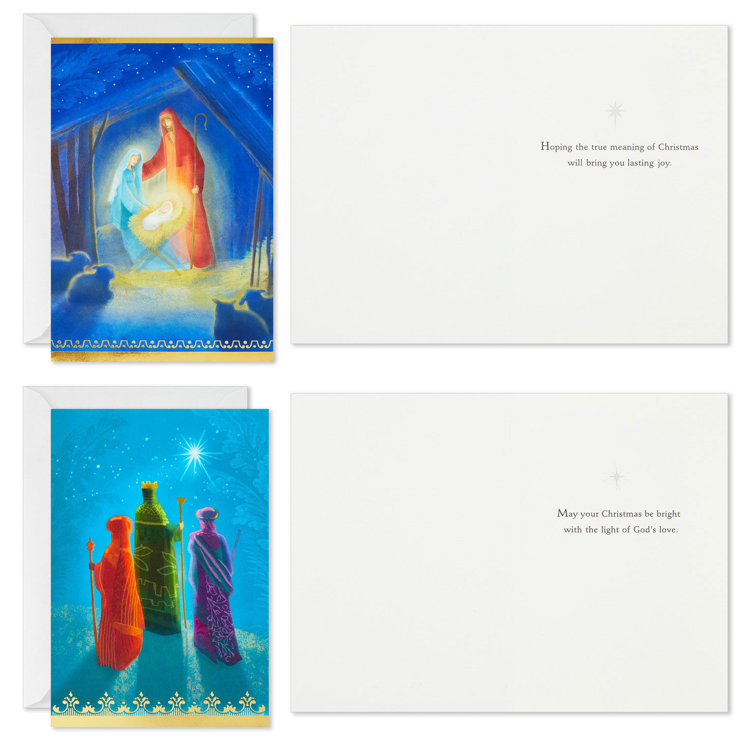 Nativity Scenes Boxed Christmas Card Pack Card Front with Sentiment image number 3