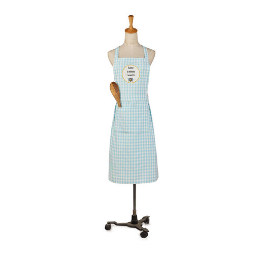 Peking Handicraft Blue Gingham Bee Adult Apron, 
