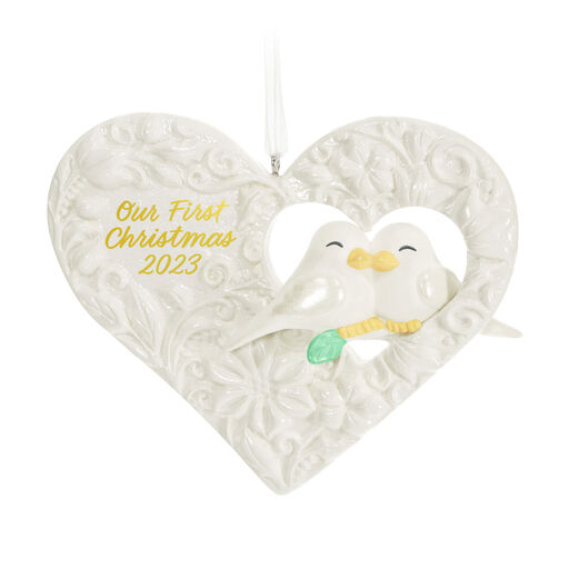 Our First Christmas Birds in Heart 2023 Porcelain Ornament, 