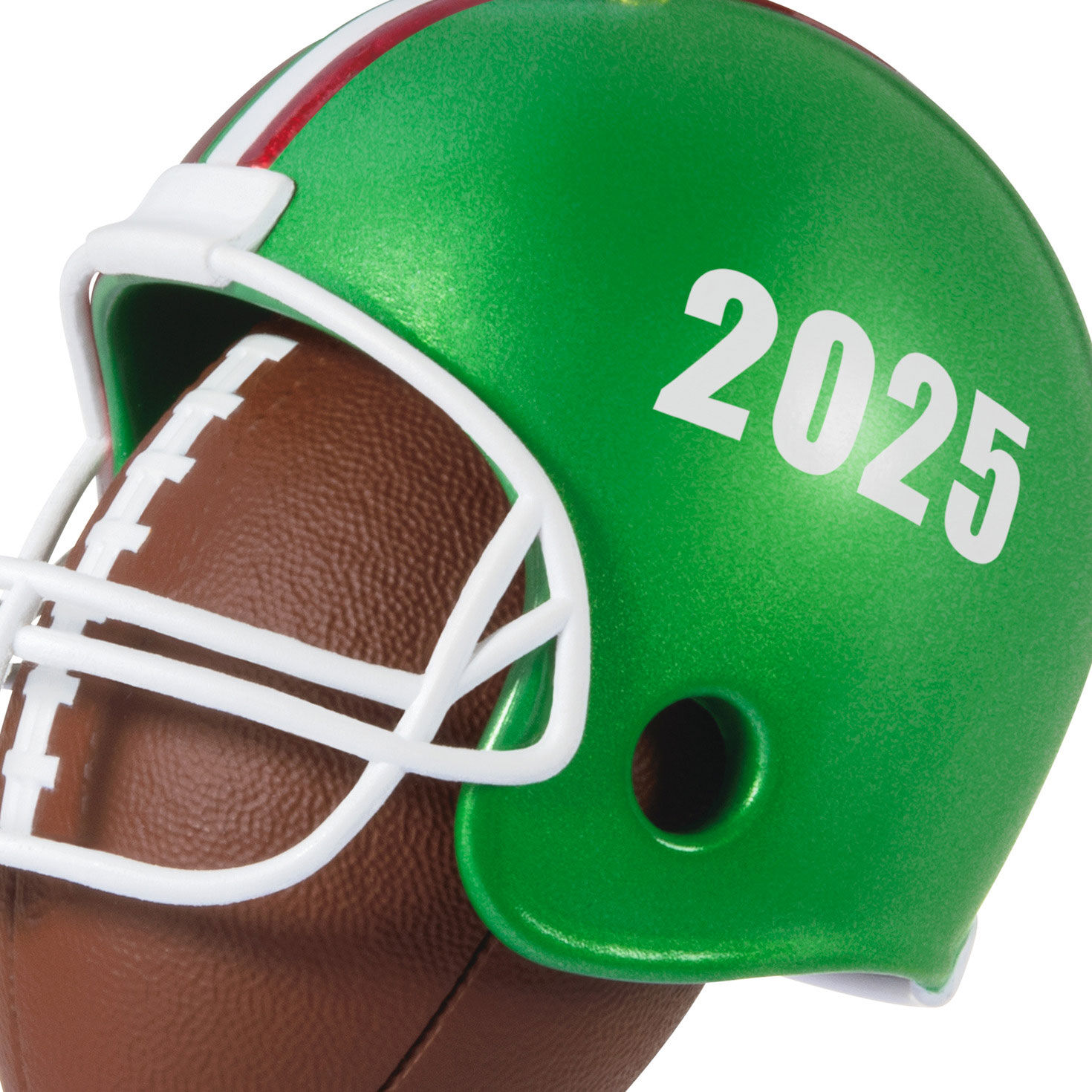 Football Helmet and Ball 2025 Keepsake Ornament closeup view image number 5