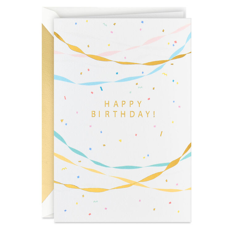 Confetti and Streamers Blank Birthday Card