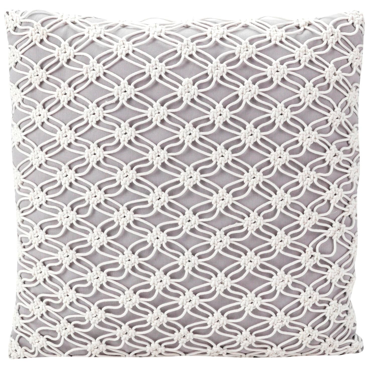 Gray Macrame Outdoor Pillow Large Pillows Blankets Hallmark