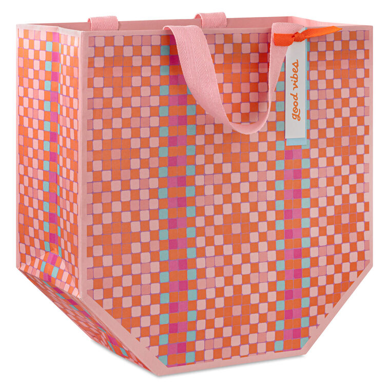 Woven Orange and Pink Large Gift Bag Front image number 1