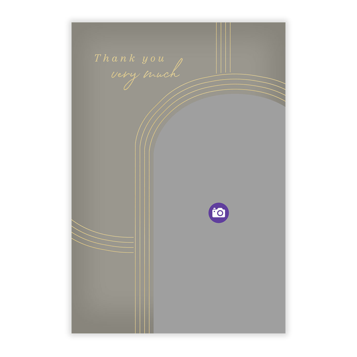 Gold Arches on Gray Wedding Thank-You Card, , large image number 5