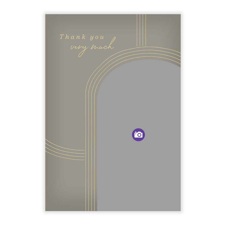 Gold Arches on Gray Wedding Thank-You Card, , large image number 5