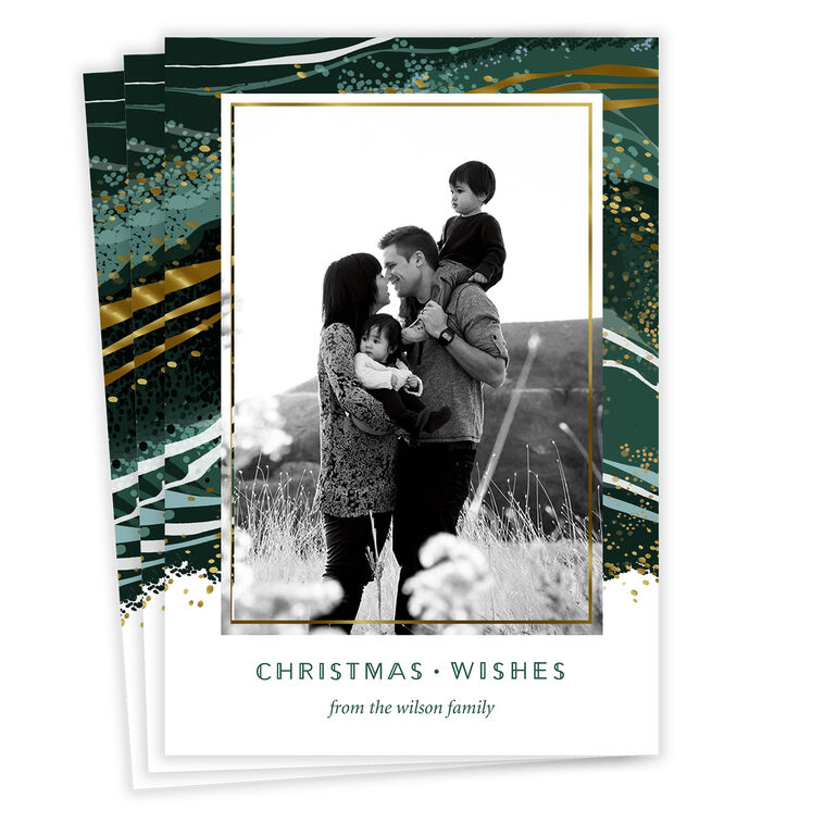 Evergreen Marble Flat Christmas Photo Card