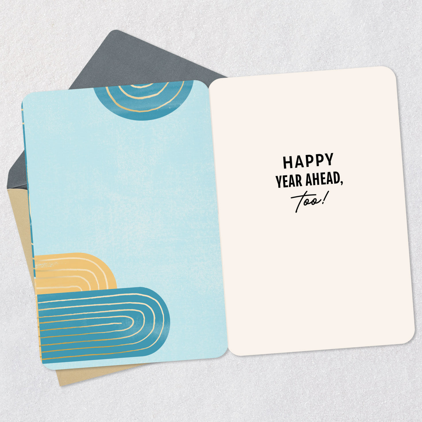 Geometric Gold and Blue Simple Wish Birthday Card Open card with envelope image number 3