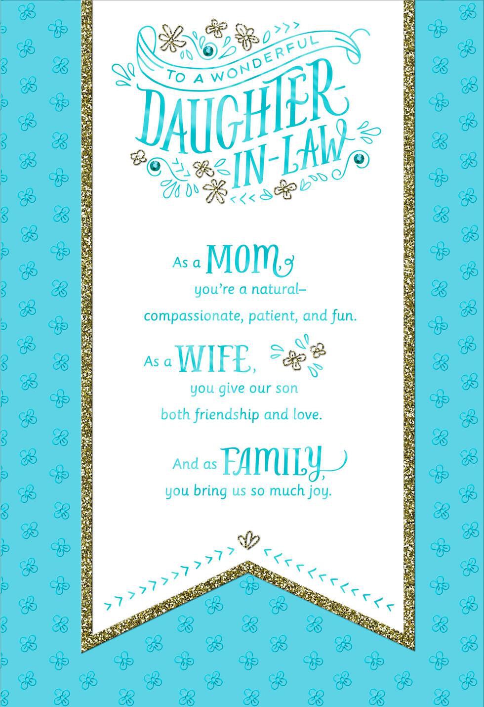 Banner on Blue Mother's Day Card for Daughter-in-Law