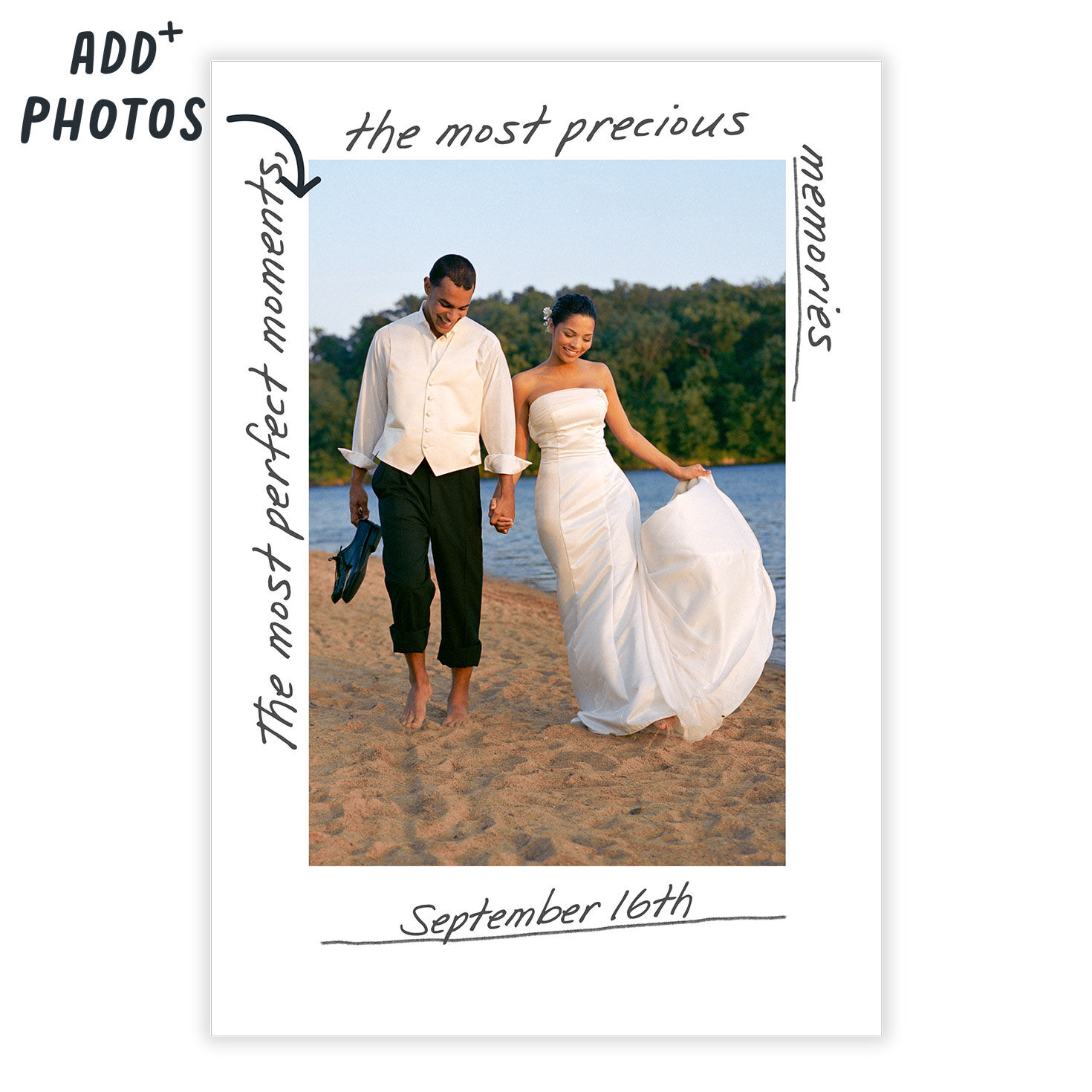 White Frame With Captions Personalized Card Card Front indicating personalization image number 2