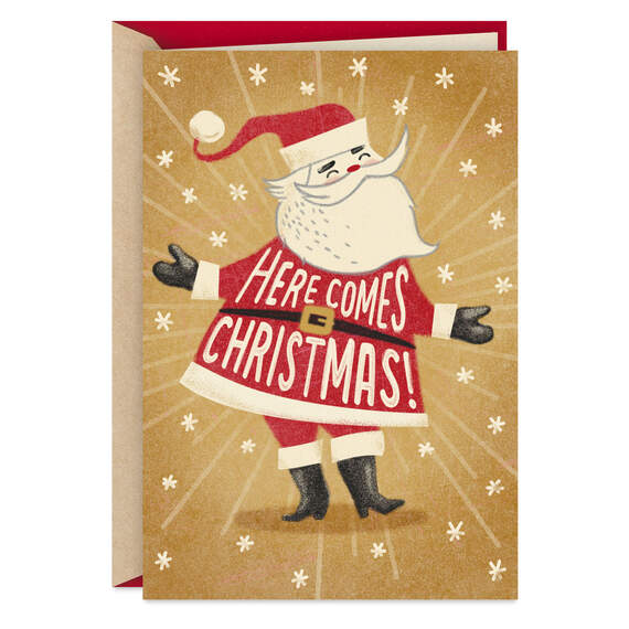 Here Comes Happiness Santa Musical Christmas Card, , large image number 1