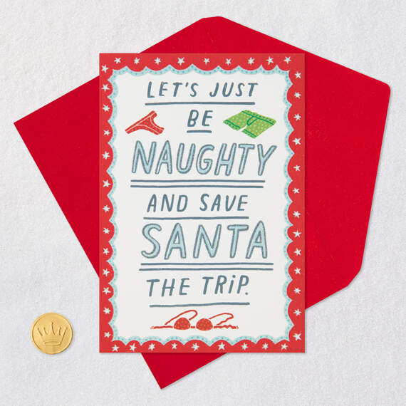 Let's Be Naughty Funny Christmas Card, , large image number 5