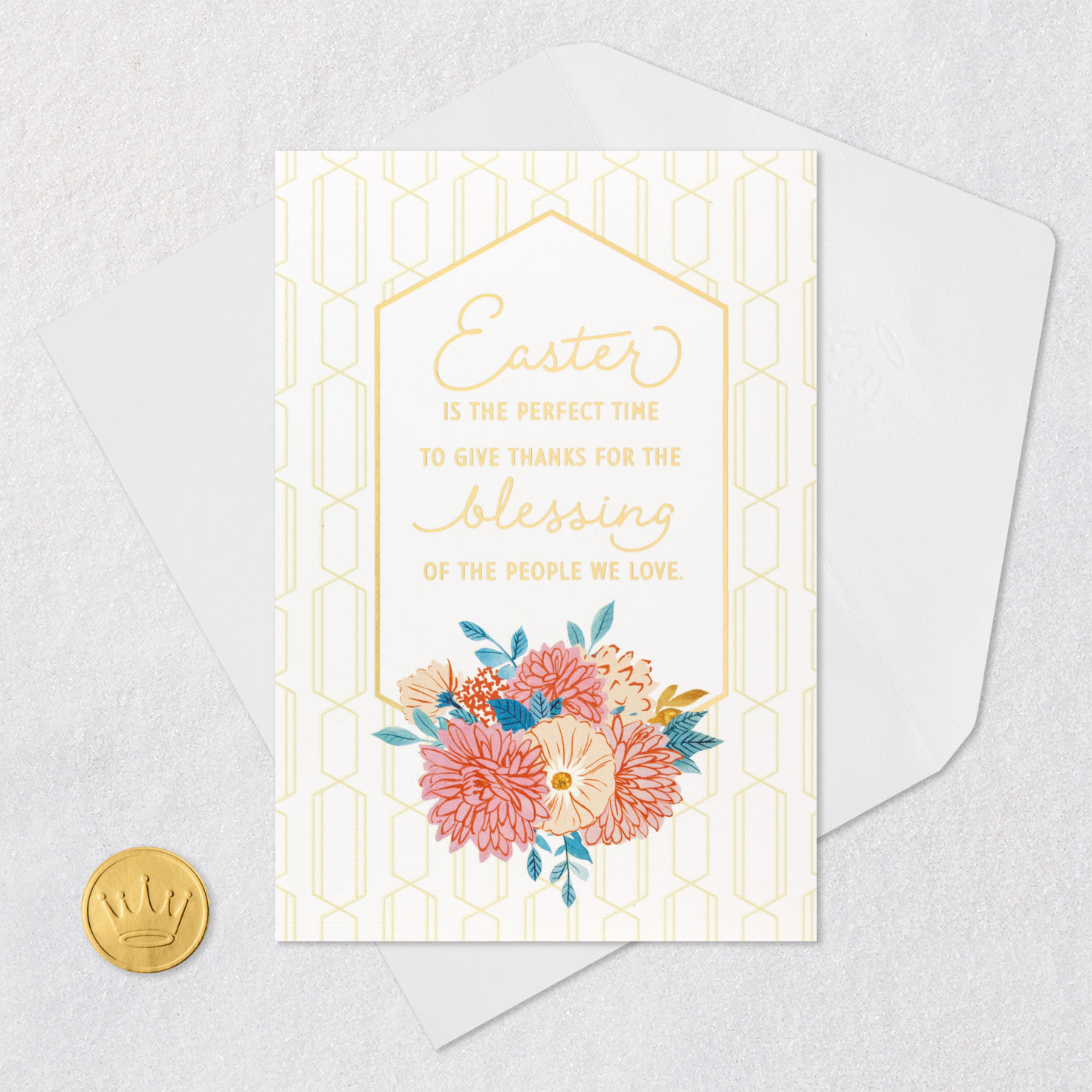 Flowers and Geometric Pattern Easter Card Card Front Detail image number 5