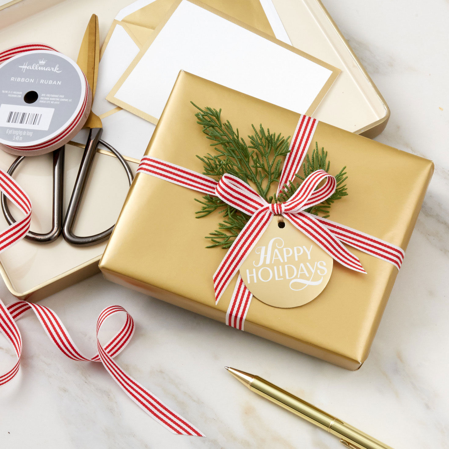 0.5" Red and White Striped Holiday Ribbon, 18' for only USD 4.99 | Hallmark