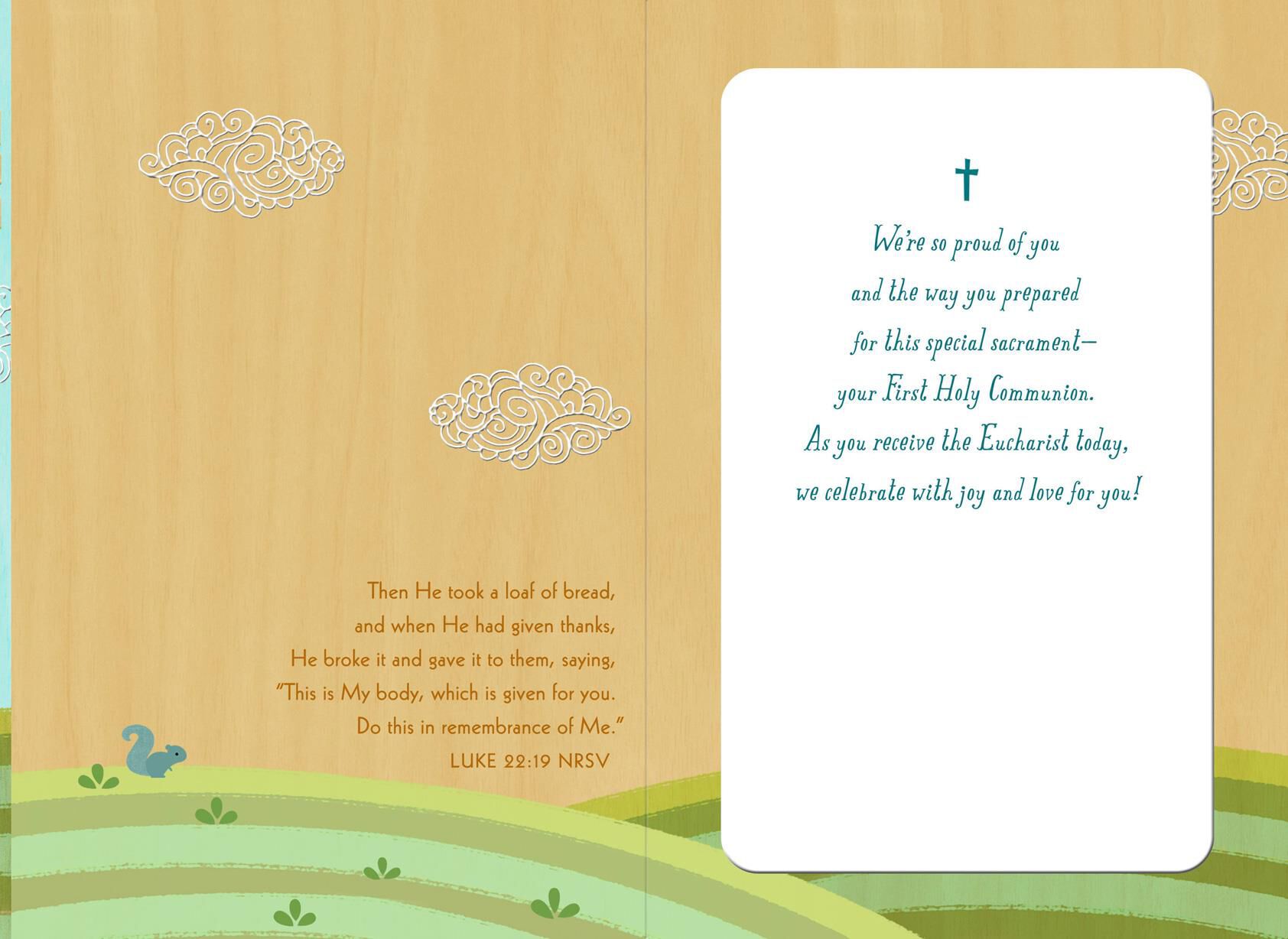 Celebrate With Joy and Love Religious First Communion Card for Son