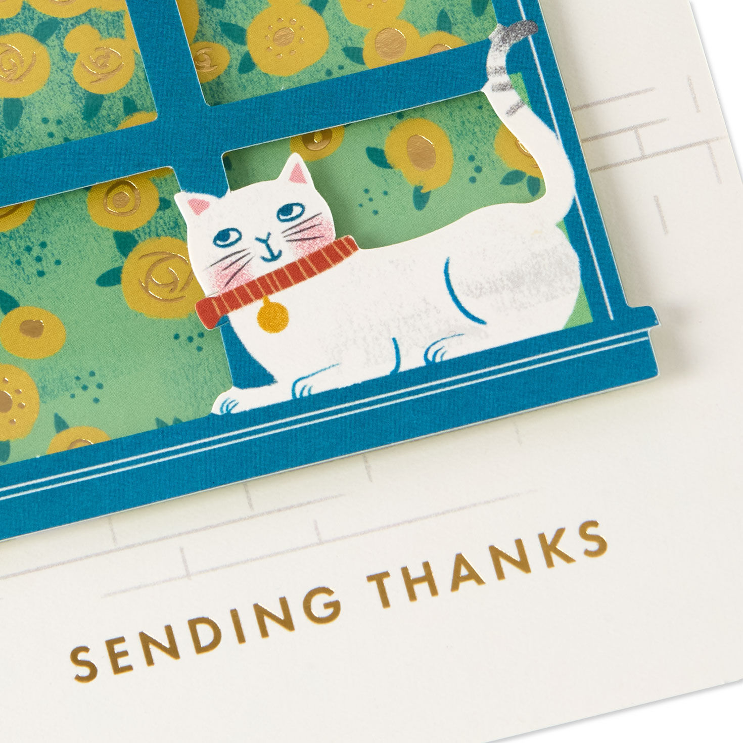 Cat in Sunny Window Thank You Card Card Front Detail image number 4