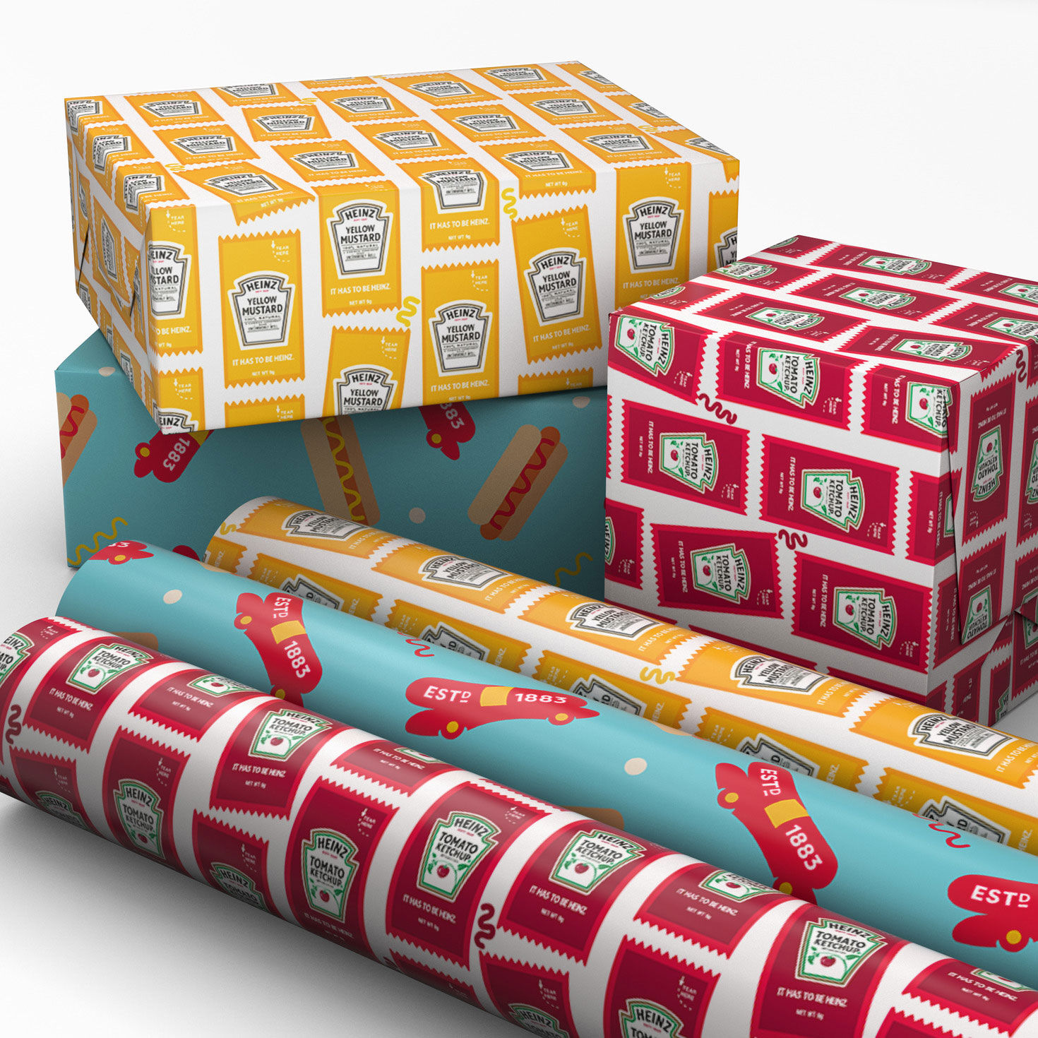 Wienermobile, Ketchup, Mustard Mini Gift Wrap Rolls in use image number 2