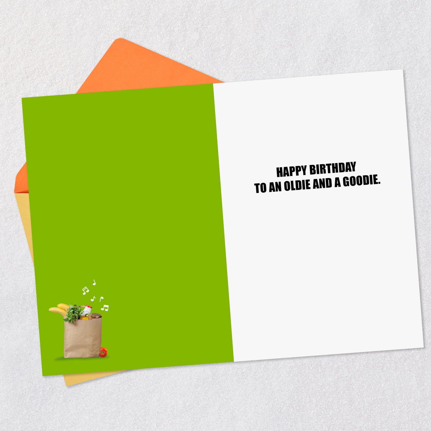 Squirrel With Grocery Cart Funny Birthday Card Open card with envelope image number 3