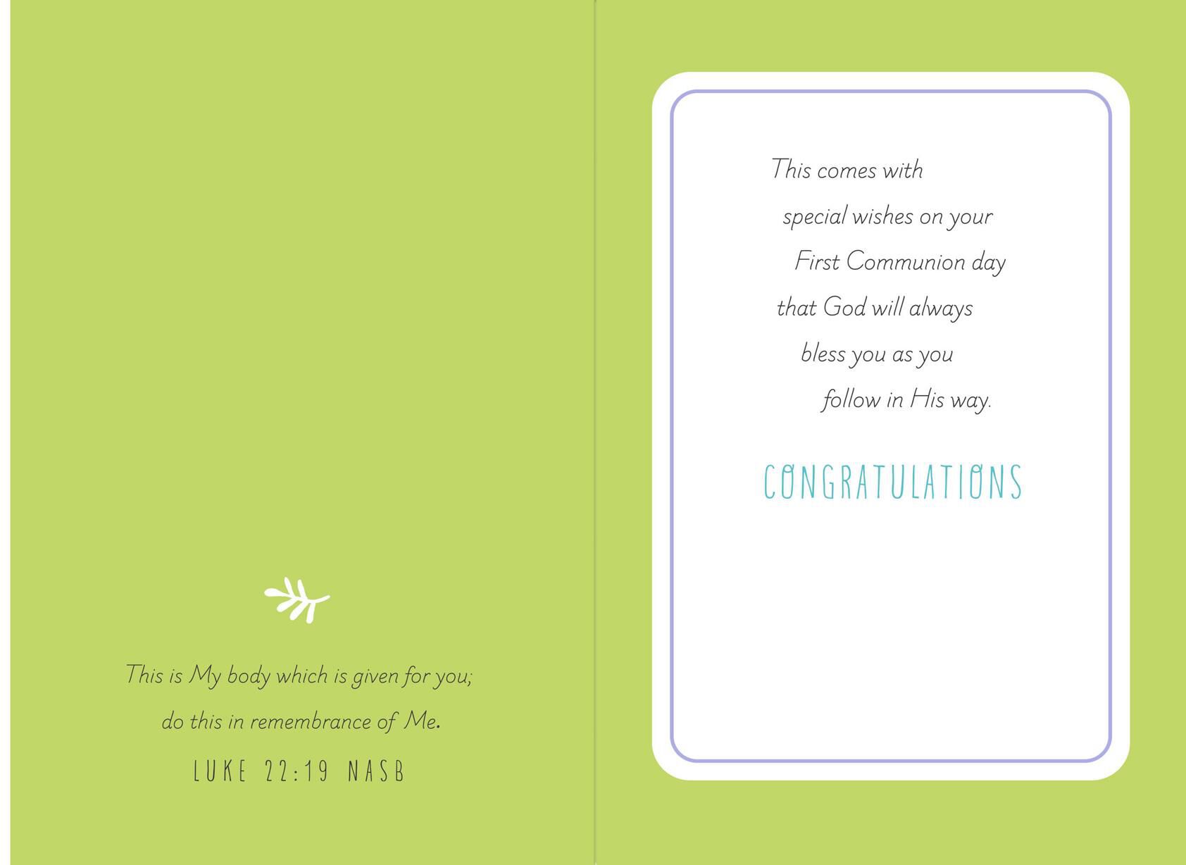 Silver Cross First Communion Card