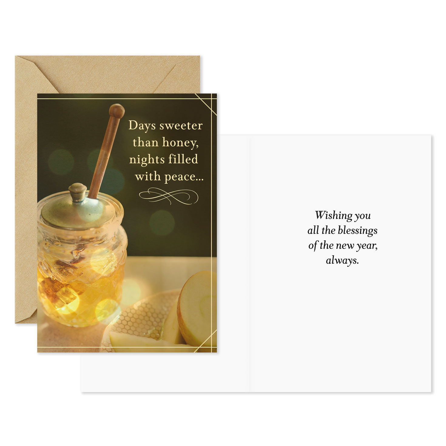 Honey and Shofar Assorted Rosh Hashanah Cards Card Front with Sentiment image number 3