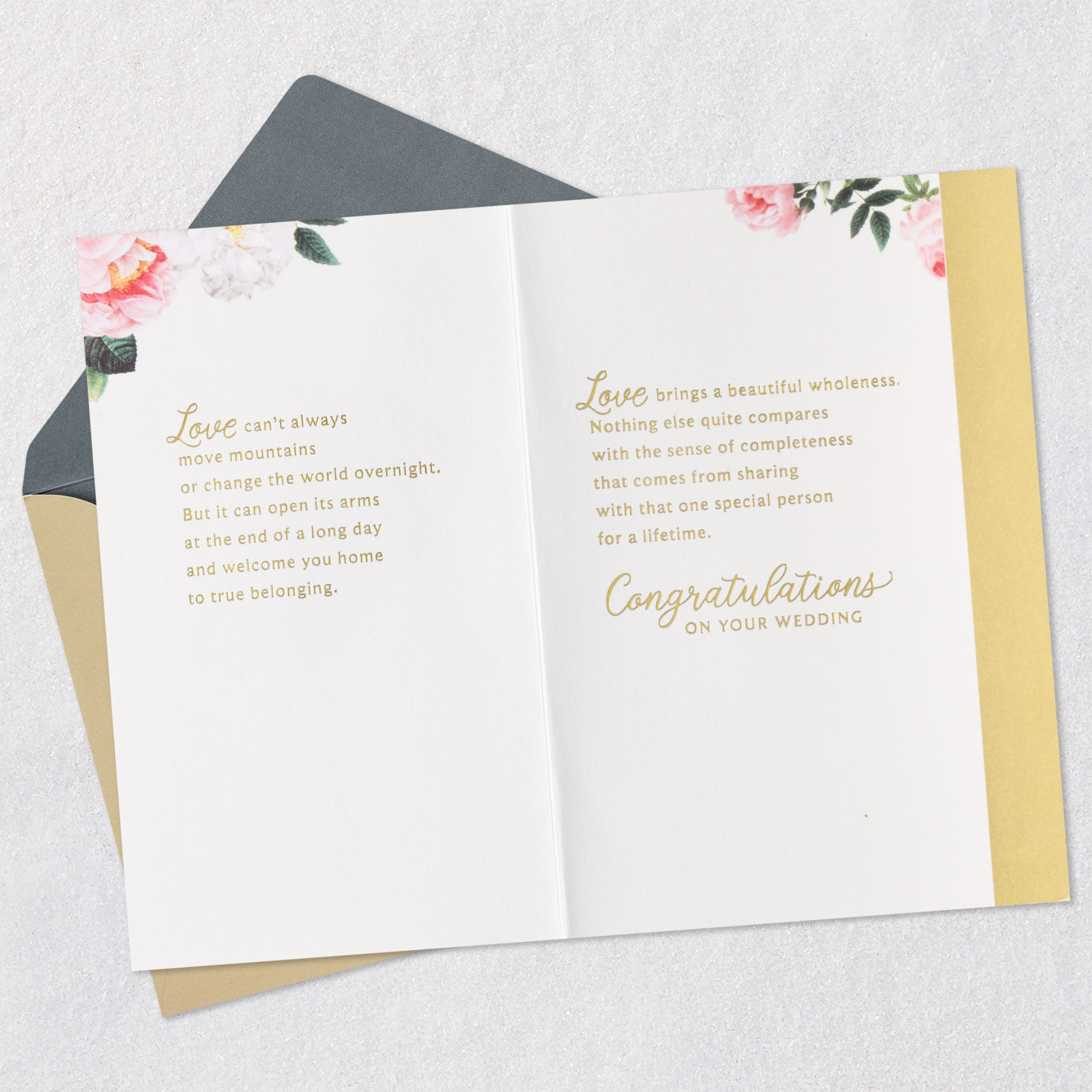 Vintage Peonies Wedding Card Open card with envelope image number 4