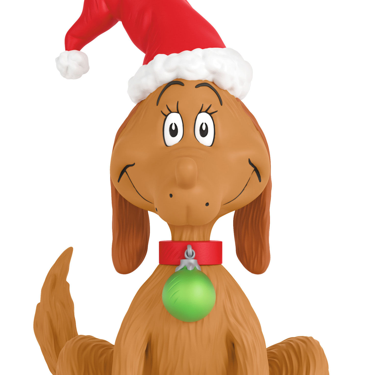 Grinch Max the Dog in Santa Hat Keepsake Ornament closeup view image number 5