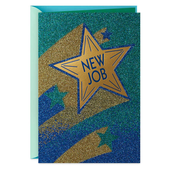 Gold Star New Job Congratulations Card, , large image number 1