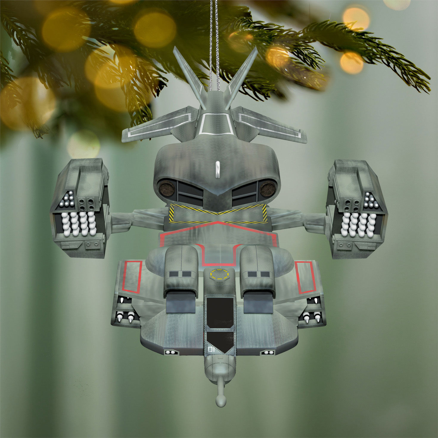 Aliens Cheyenne Spaceship Keepsake Ornament Hanging on tree image number 2